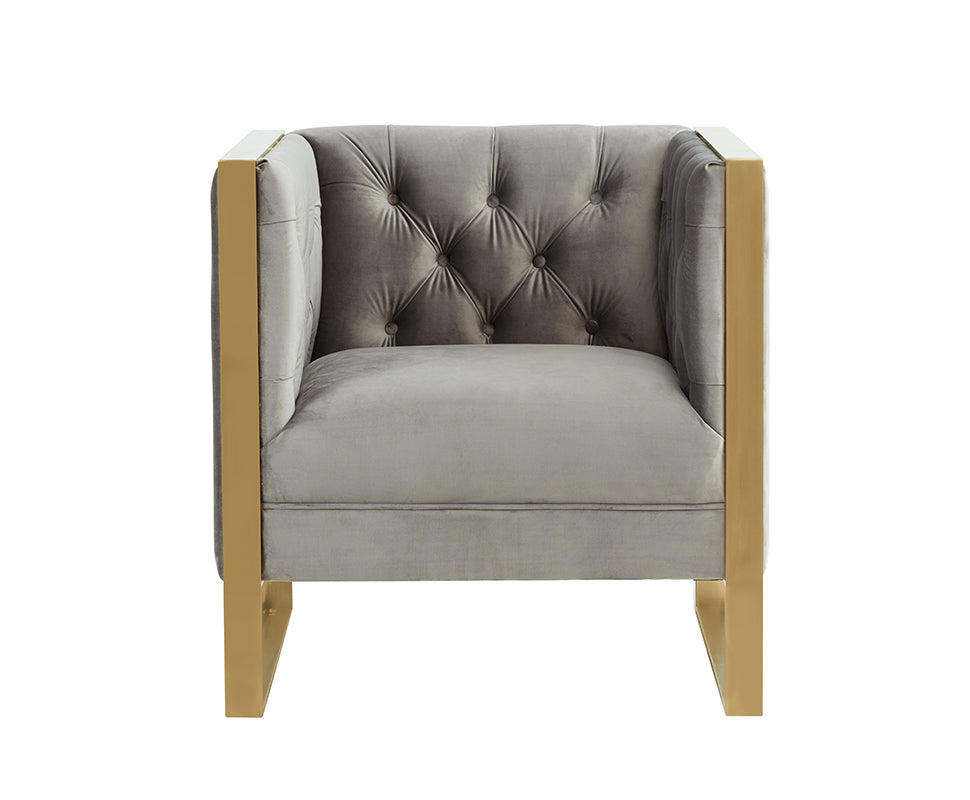 VIG Furniture Divani Casa Carlos Grey Velvet Gold Accent Chair