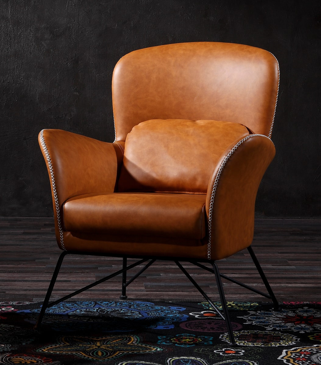 VIG Furniture Modrest Kirk Brown Leather Accent Chair