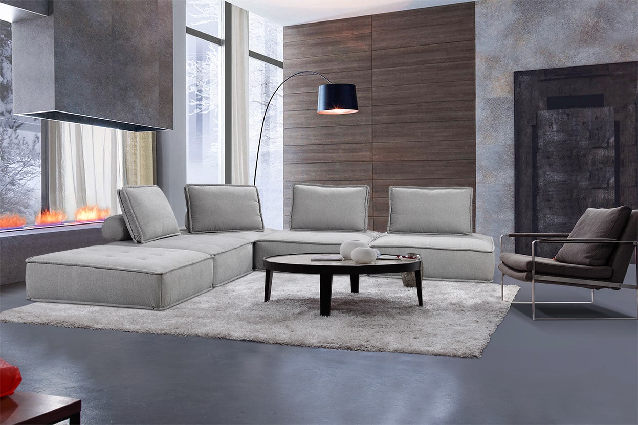 VIG Furniture Divani Casa Nolden Grey Fabric Modular Sectional Sofa