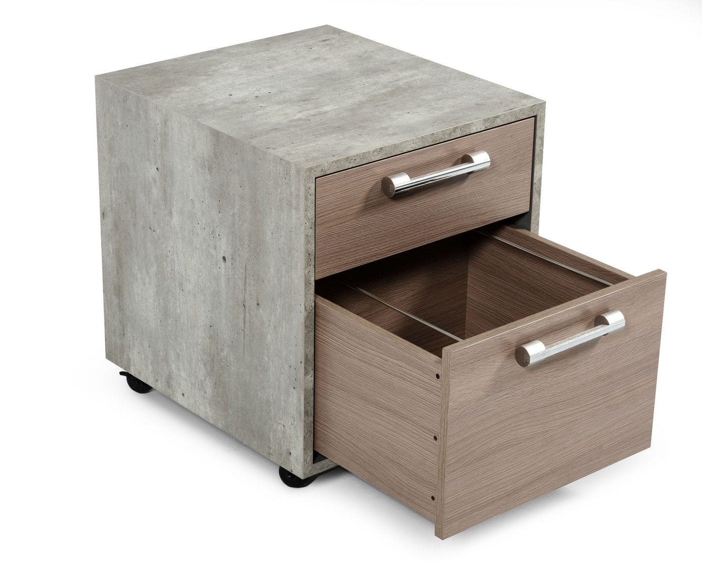 VIG Furniture Nova Domus Boston Brown Oak Faux Concrete Office Small File Cabinet