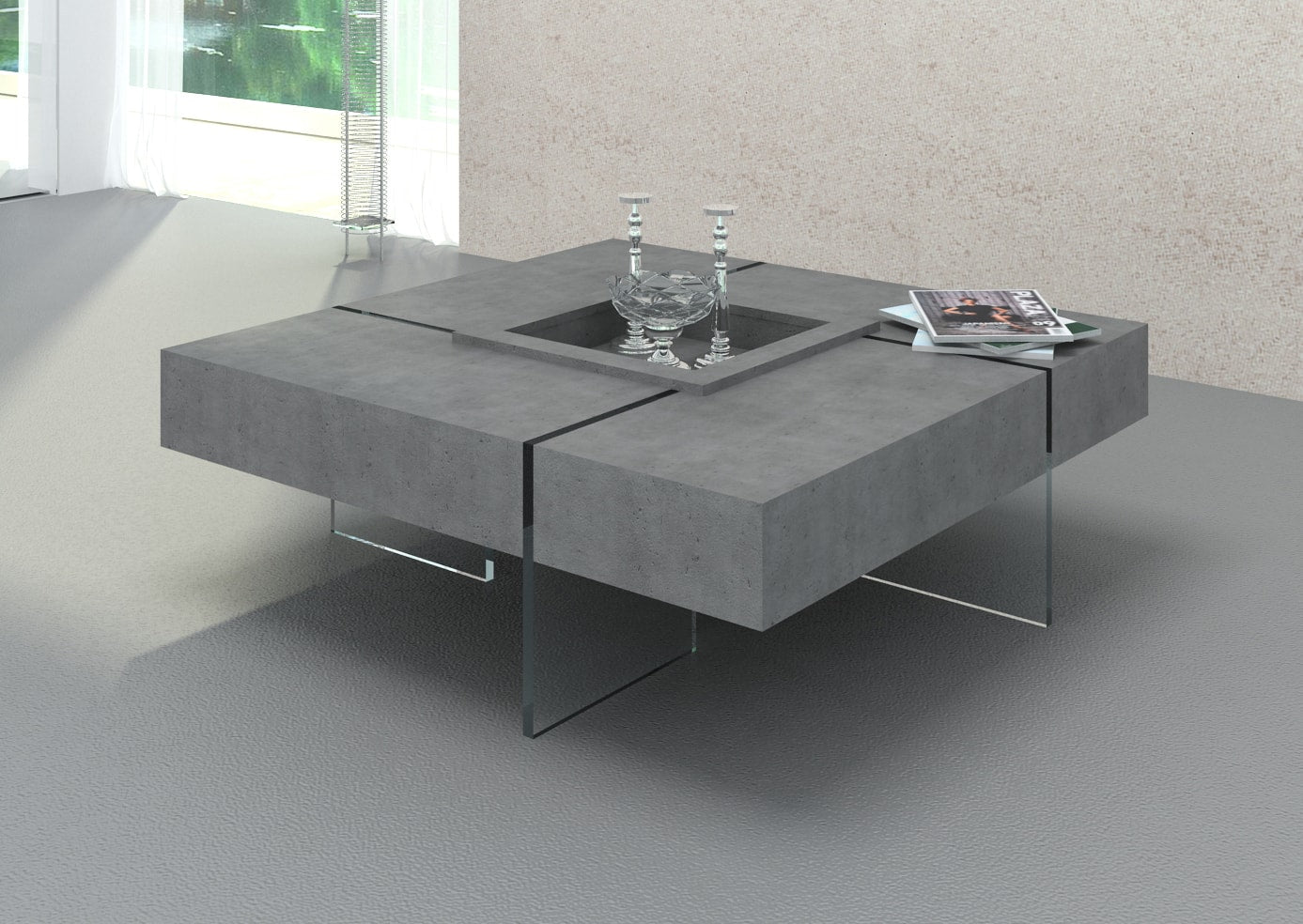 VIG Furniture Modrest Shauna Faux Concrete Floating Coffee Table