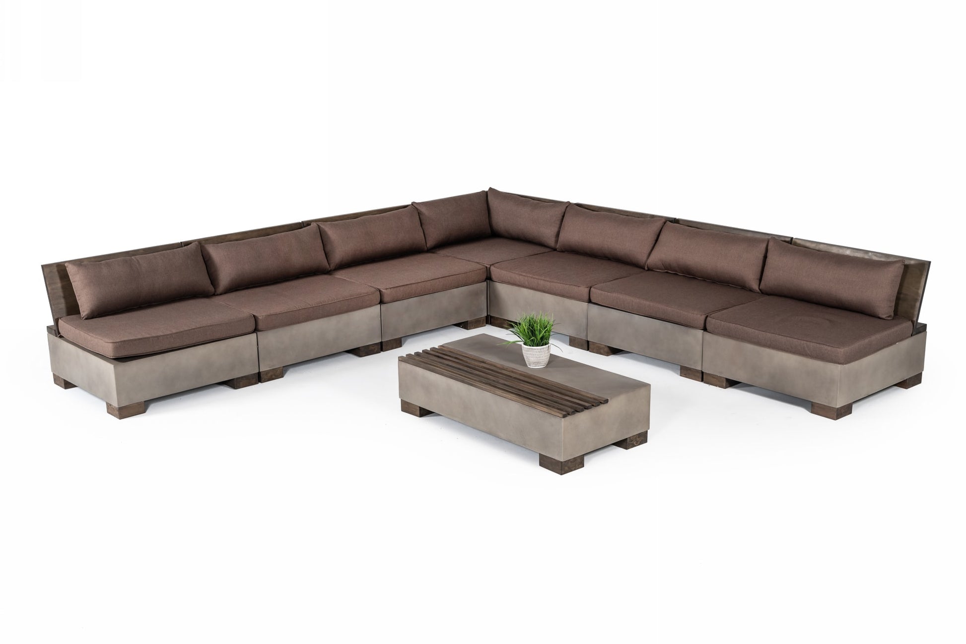 VIG Furniture Modrest Delaware Concrete Modular Sectional Sofa Set Rectangular Coffee Table