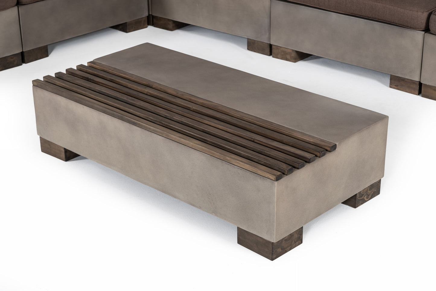 VIG Furniture Modrest Delaware Concrete Modular Sectional Sofa Set Rectangular Coffee Table