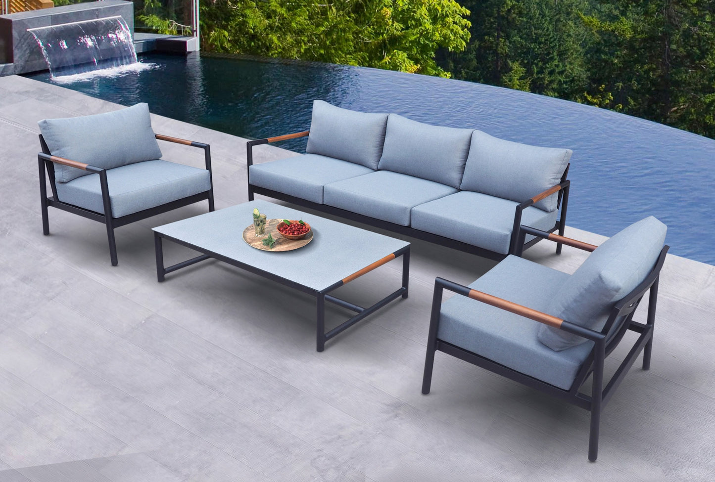 VIG Furniture Renava Kiowa Outdoor Grey Black Sofa Set