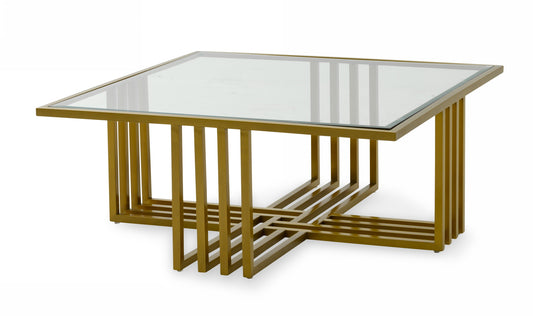 VIG Furniture Modrest Kodiak Glam Clear Glass Gold Glass Coffee Table