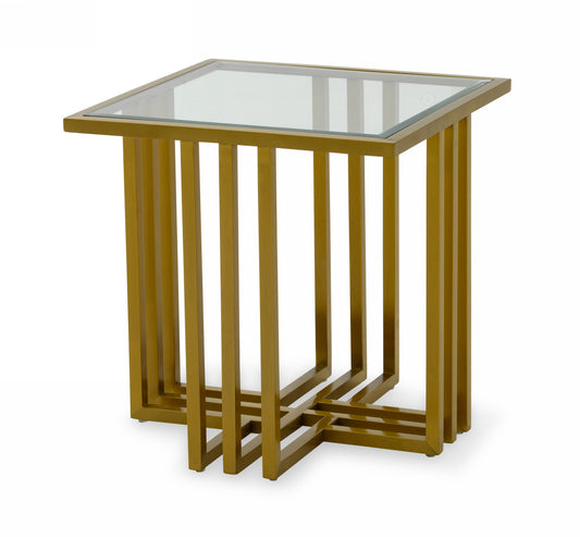 VIG Furniture Modrest Kodiak Glam Clear Glass Gold Glass End Table