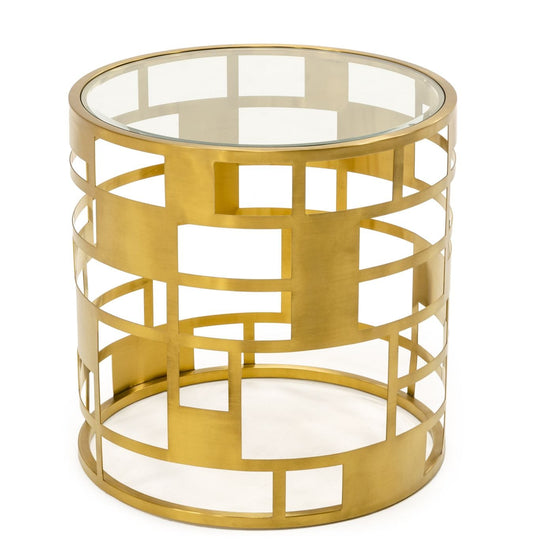 VIG Furniture Modrest Kudo Glam Clear Glass Gold Glass End Table