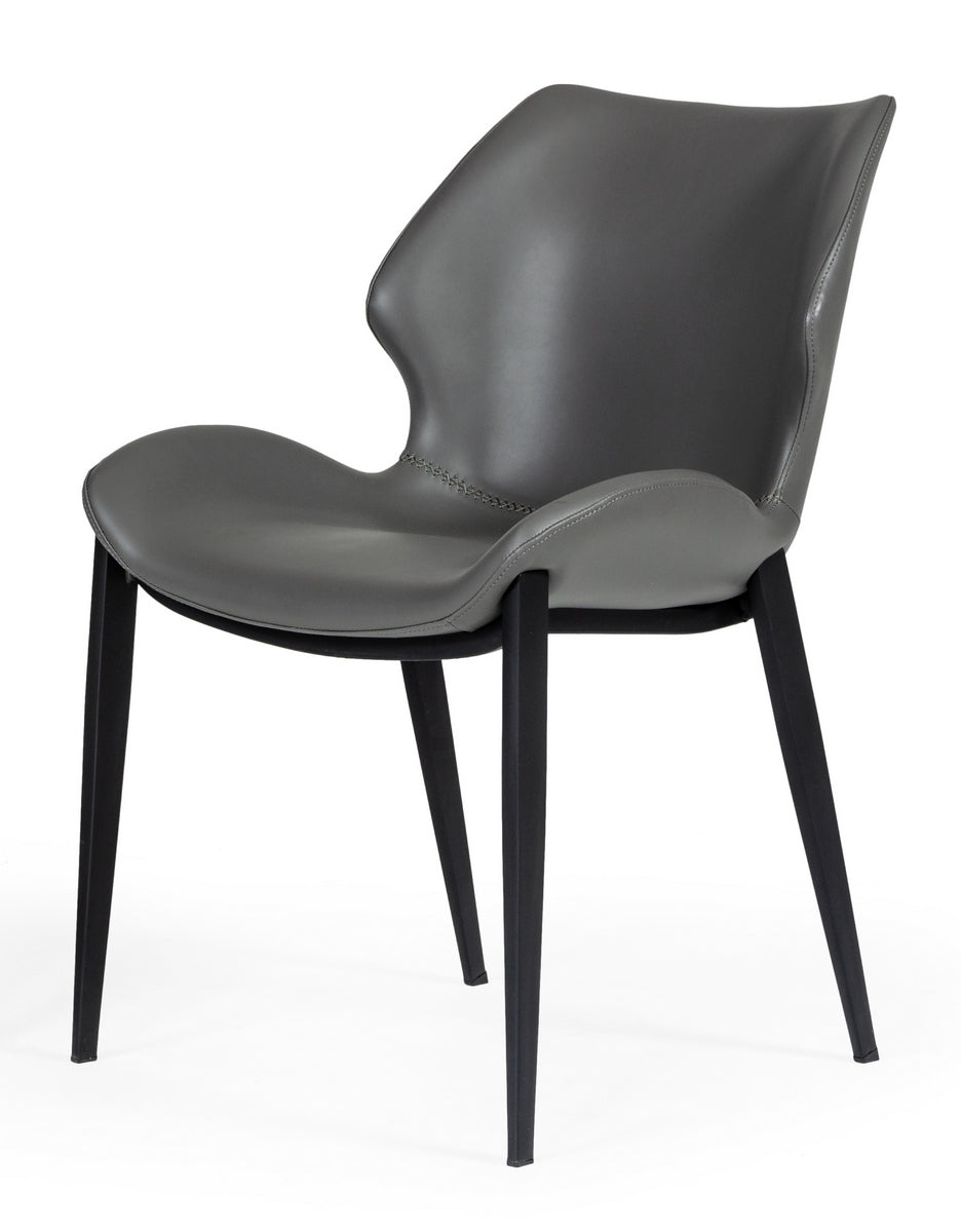 VIG Furniture Modrest Instone Industrial Grey Leather Dining Chair Set of 2