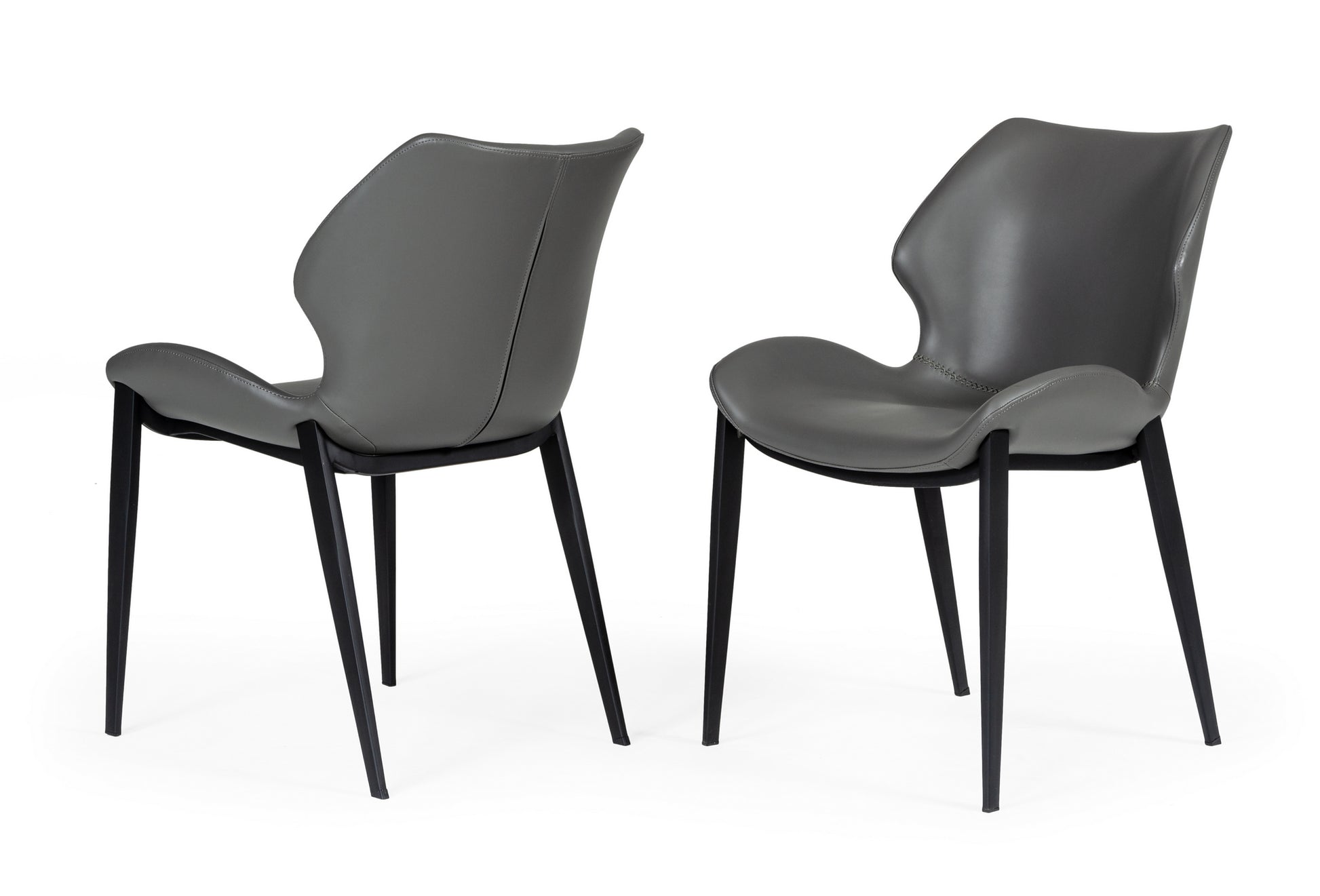 VIG Furniture Modrest Instone Industrial Grey Leather Dining Chair Set of 2