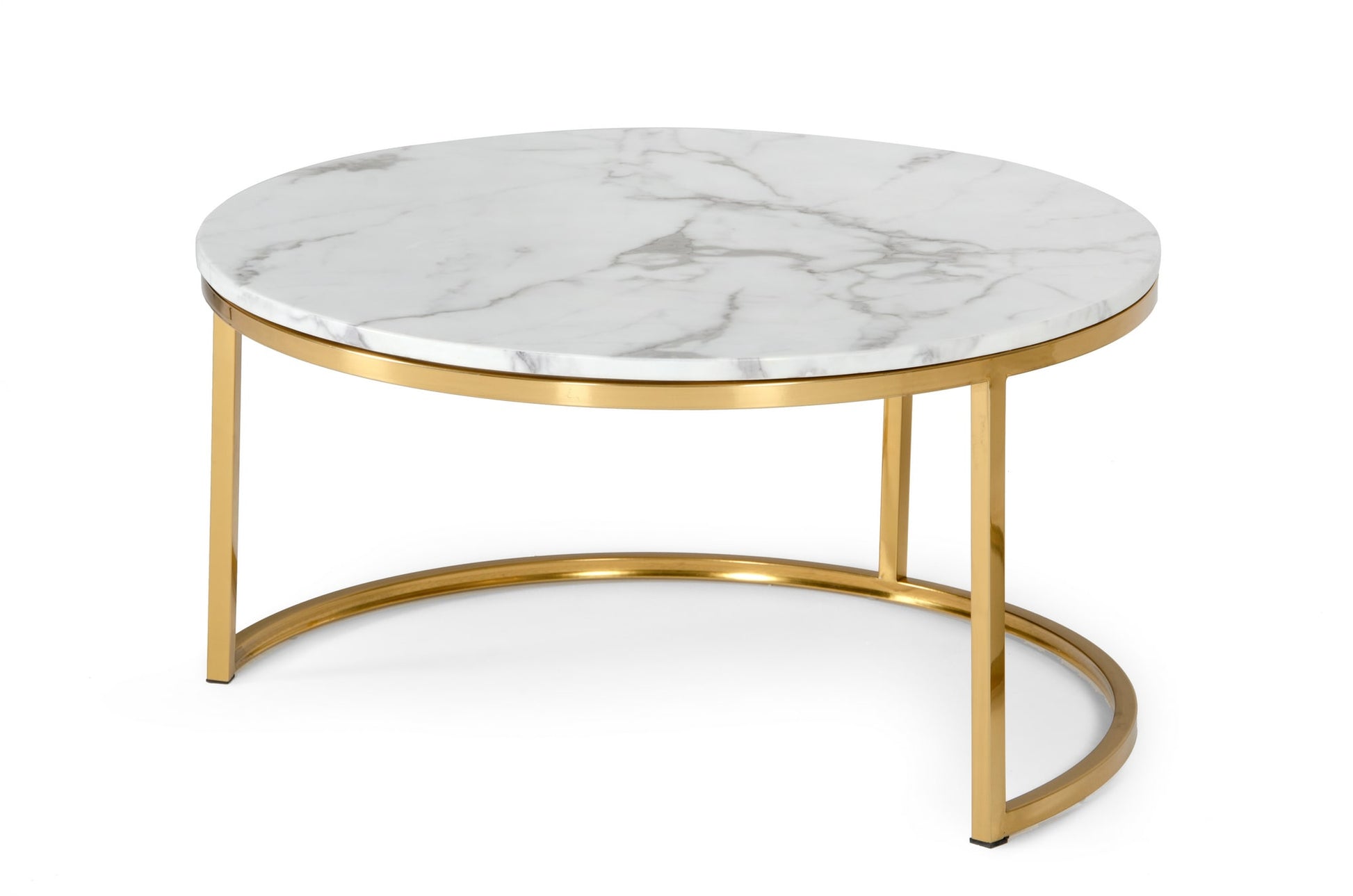 VIG Furniture Modrest Jenkin Gold Marble Coffee Table Set