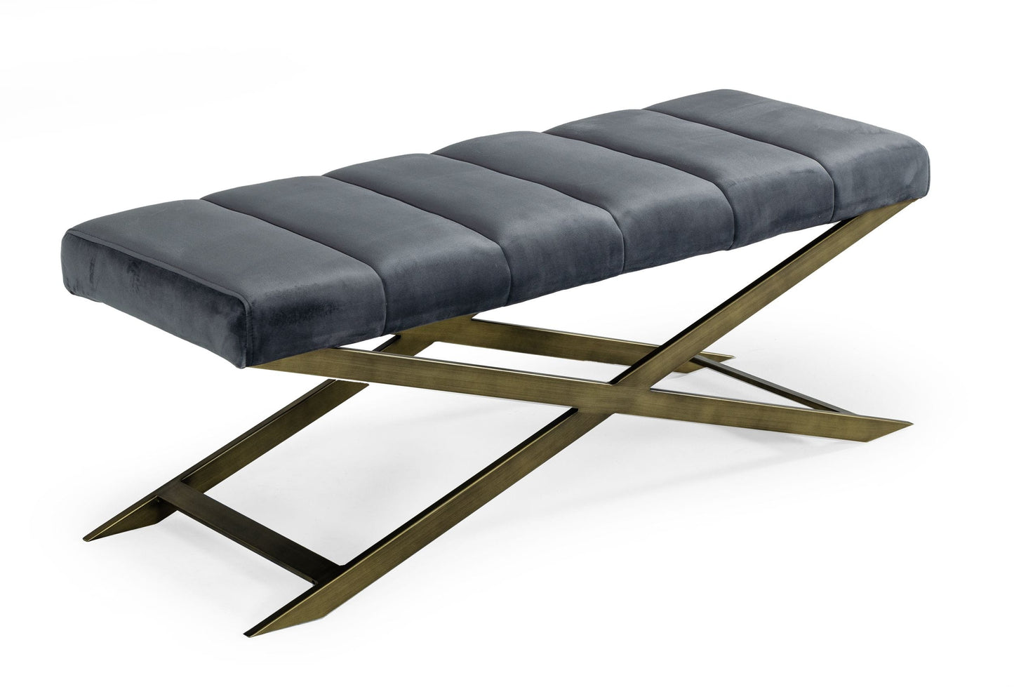 VIG Furniture Modrest Xane Dark Grey Antique Brass Bench