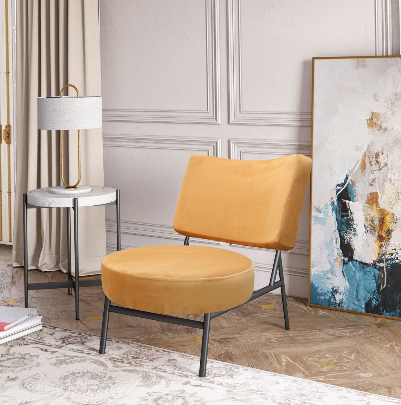 VIG Furniture Modrest Sami Orange Velvet Accent Chair