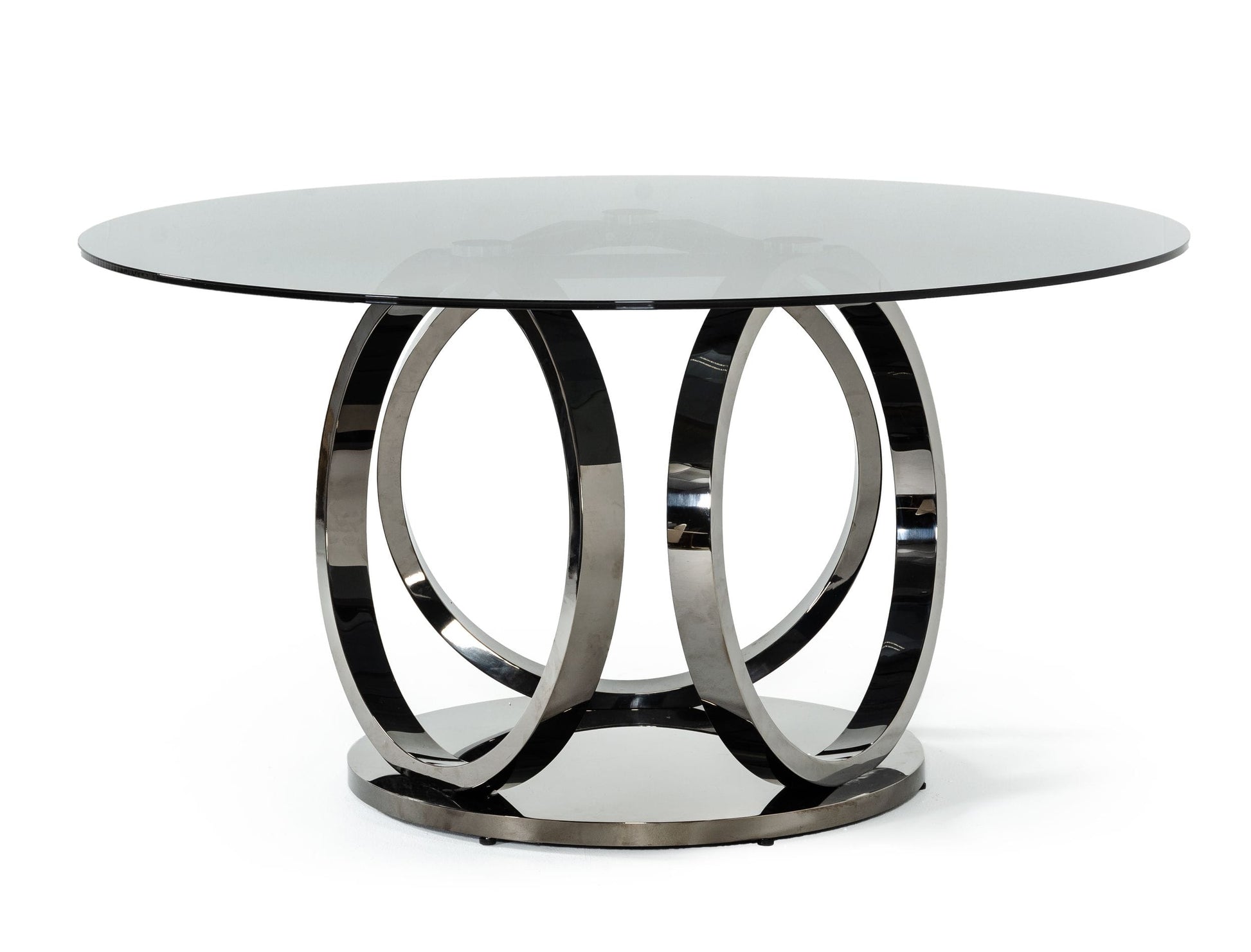 VIG Furniture Modrest Enid Smoked Glass Black Round Dining Table