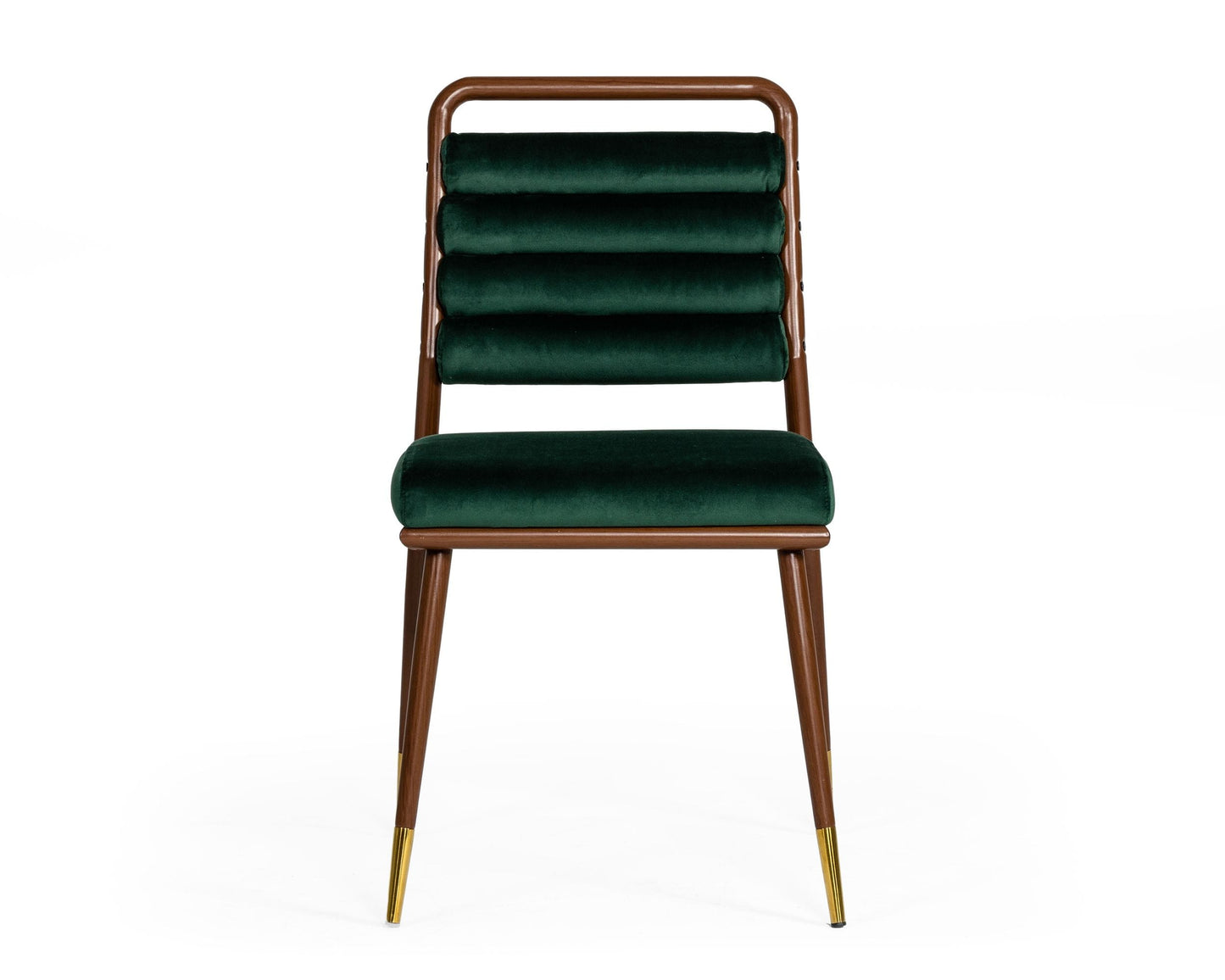 VIG Furniture Modrest Biscay Dark Green Walnut Steel Dining Chair