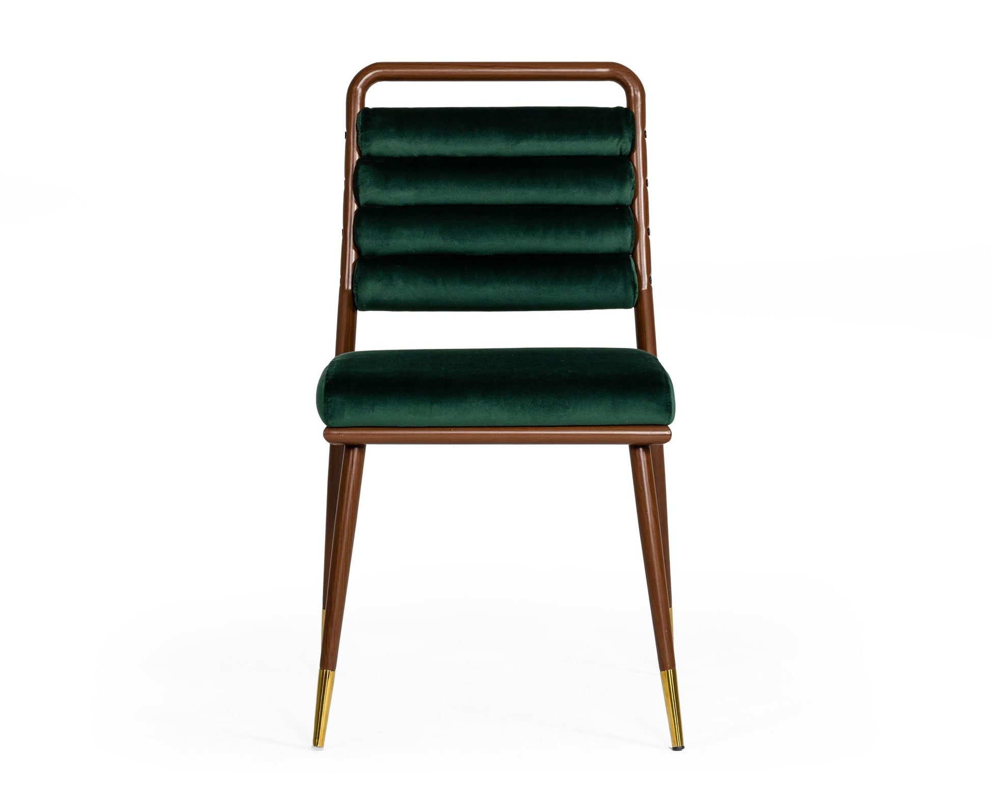 VIG Furniture Modrest Biscay Dark Green Walnut Steel Dining Chair