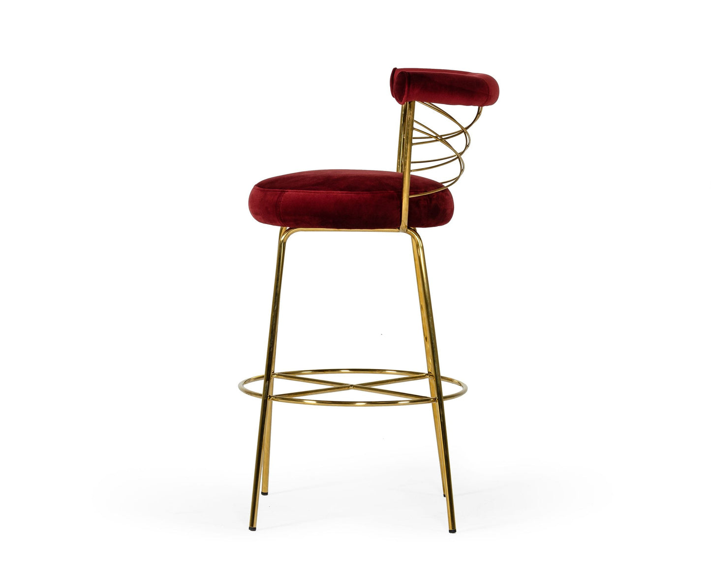 VIG Furniture Modrest Dakin Glam Red Gold Barstool