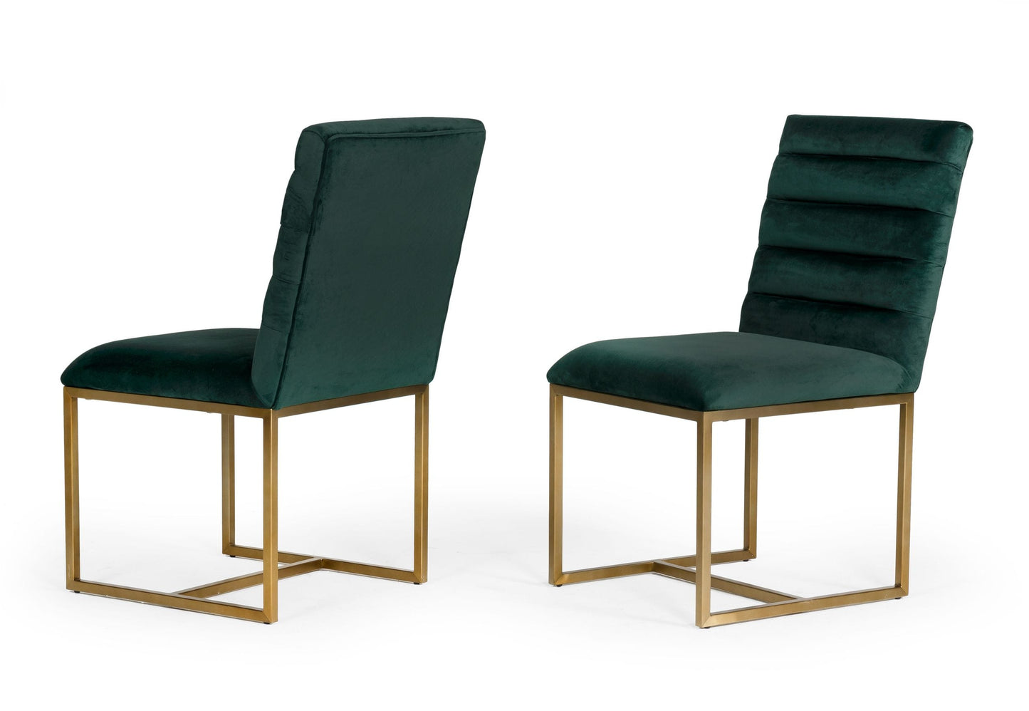 VIG Furniture Modrest Barker Green Brush Gold Dining Chair Set of 2