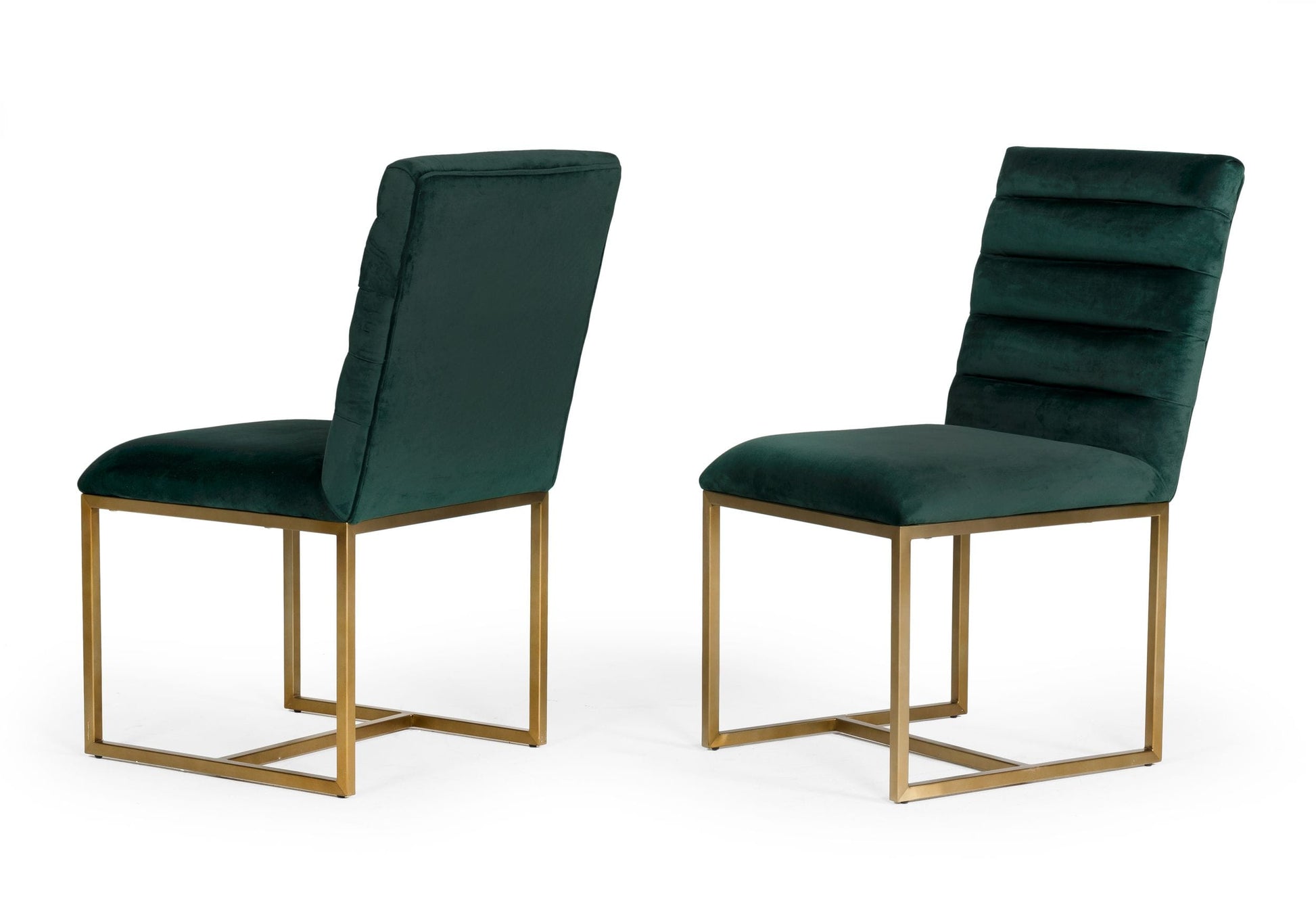 VIG Furniture Modrest Barker Green Brush Gold Dining Chair Set of 2