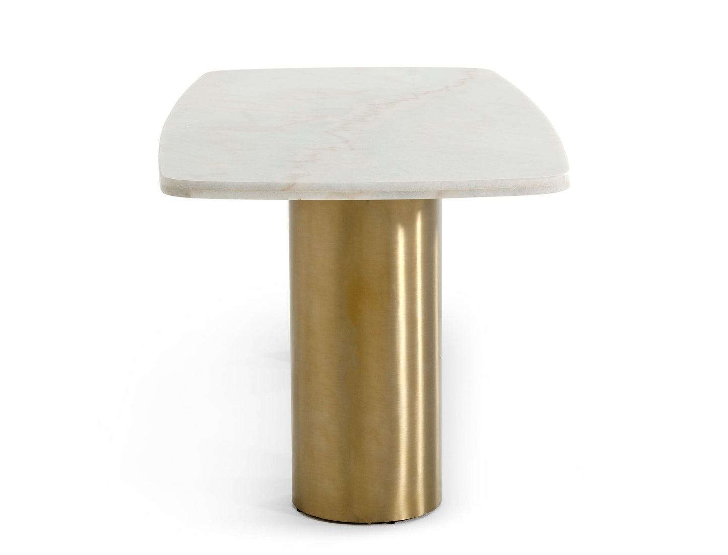 VIG Furniture Modrest Rocky Glam White Marble Brush Gold Dining Table
