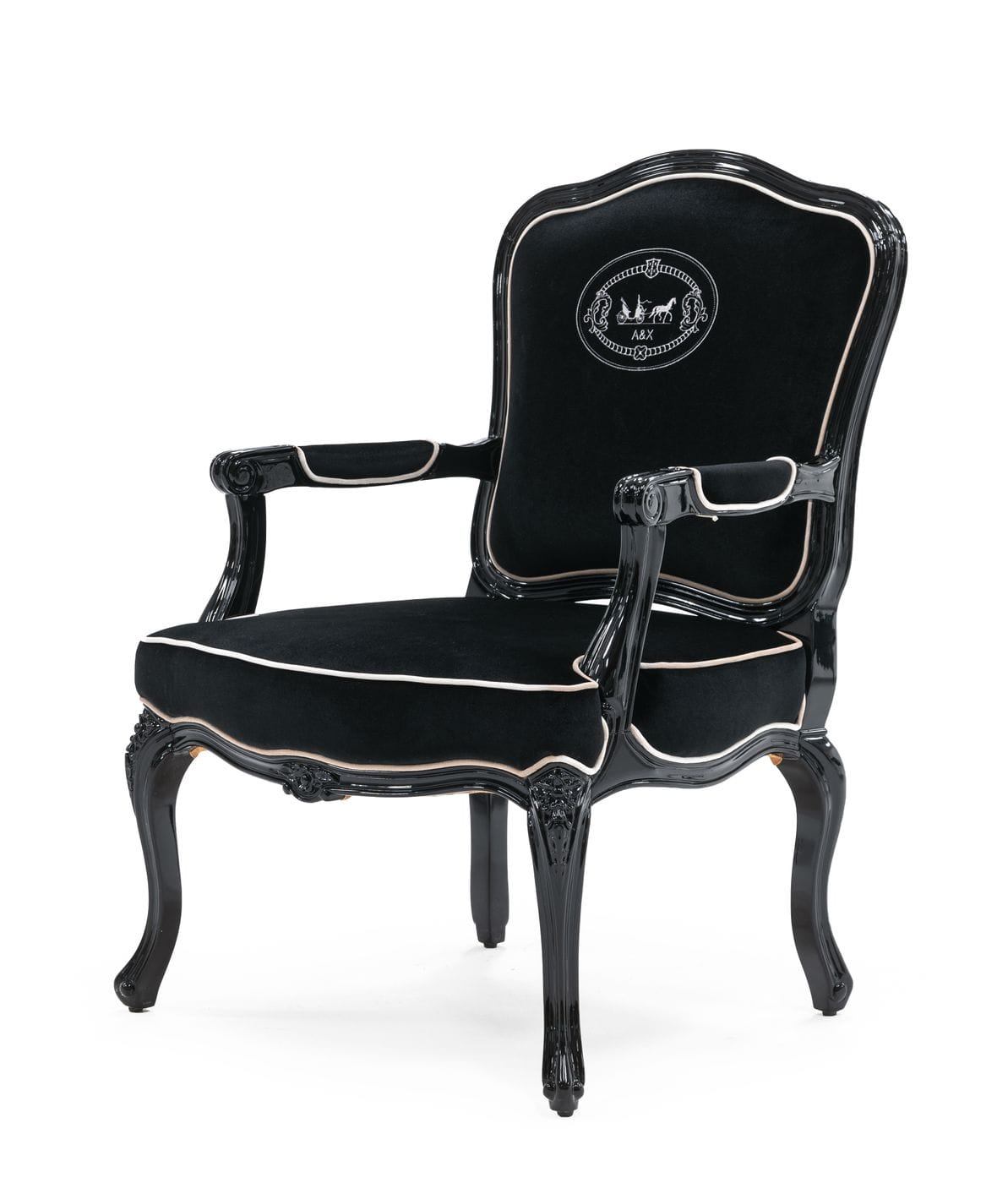 VIG Furniture AX Edmund Black Velvet Black High Gloss Lounge Chair