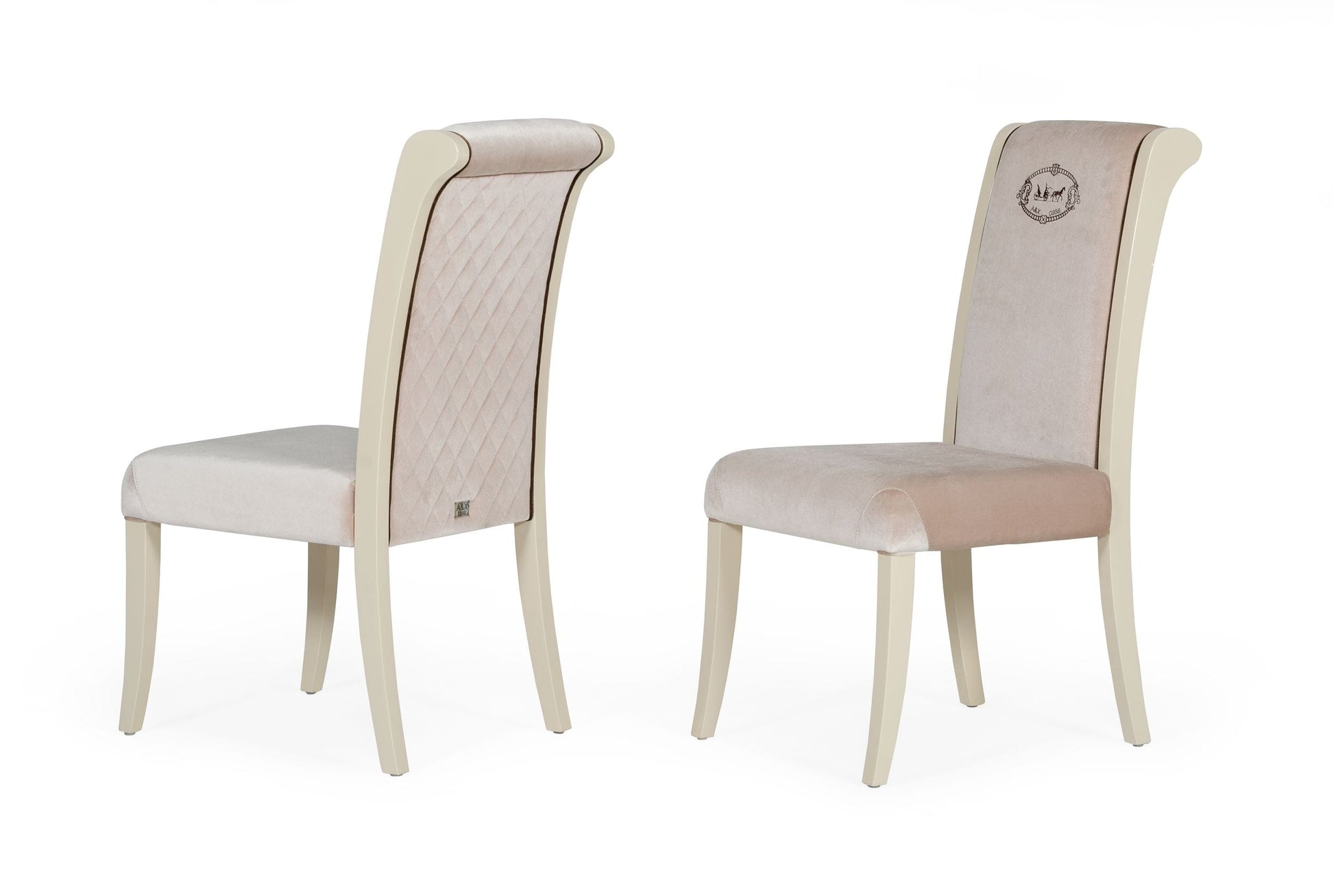 VIG Furniture AX Whitby Off White Glossy Champagne Dining Chair Set of 2