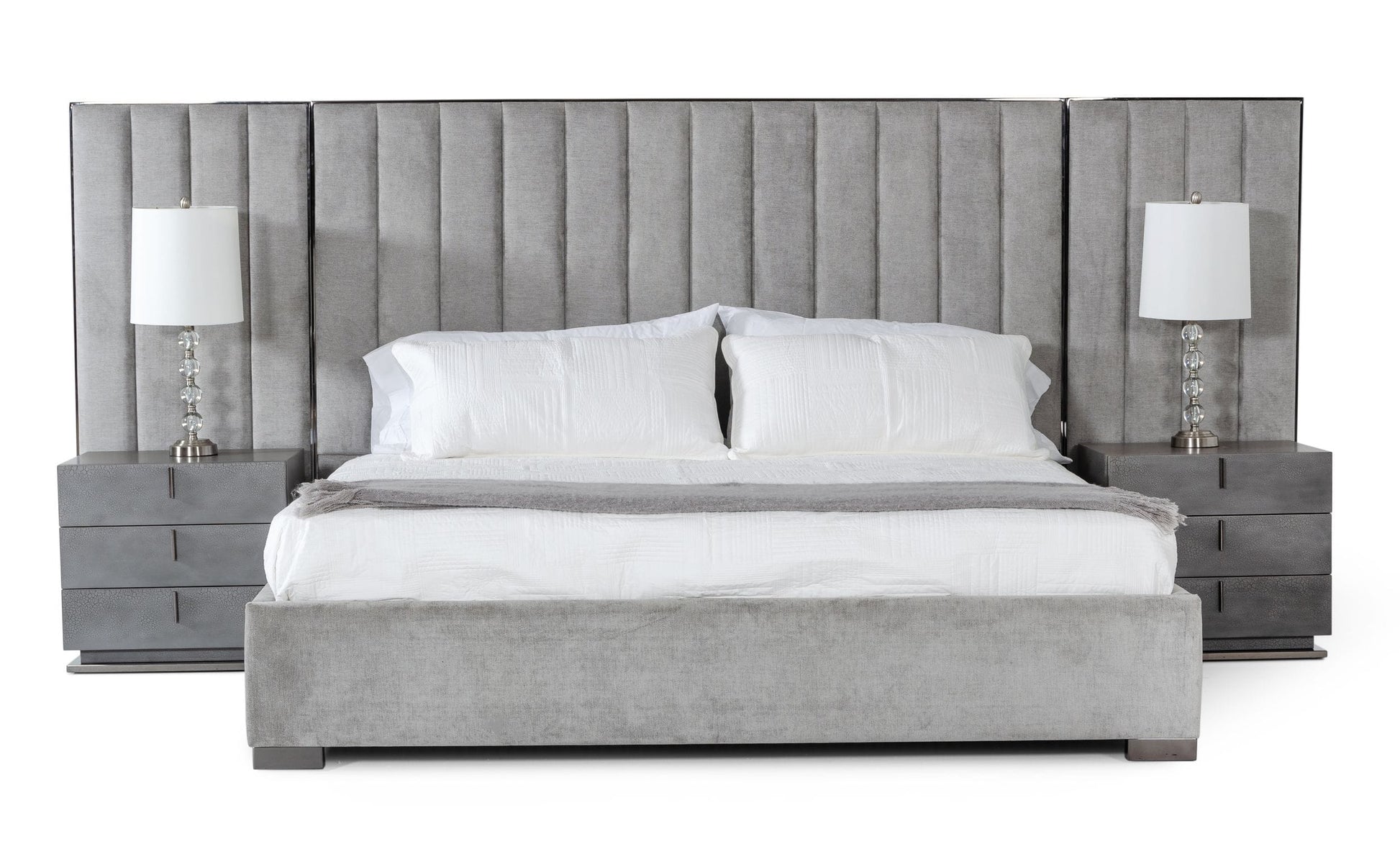 VIG Furniture Modrest Buckley Grey Black Bed Nightstands