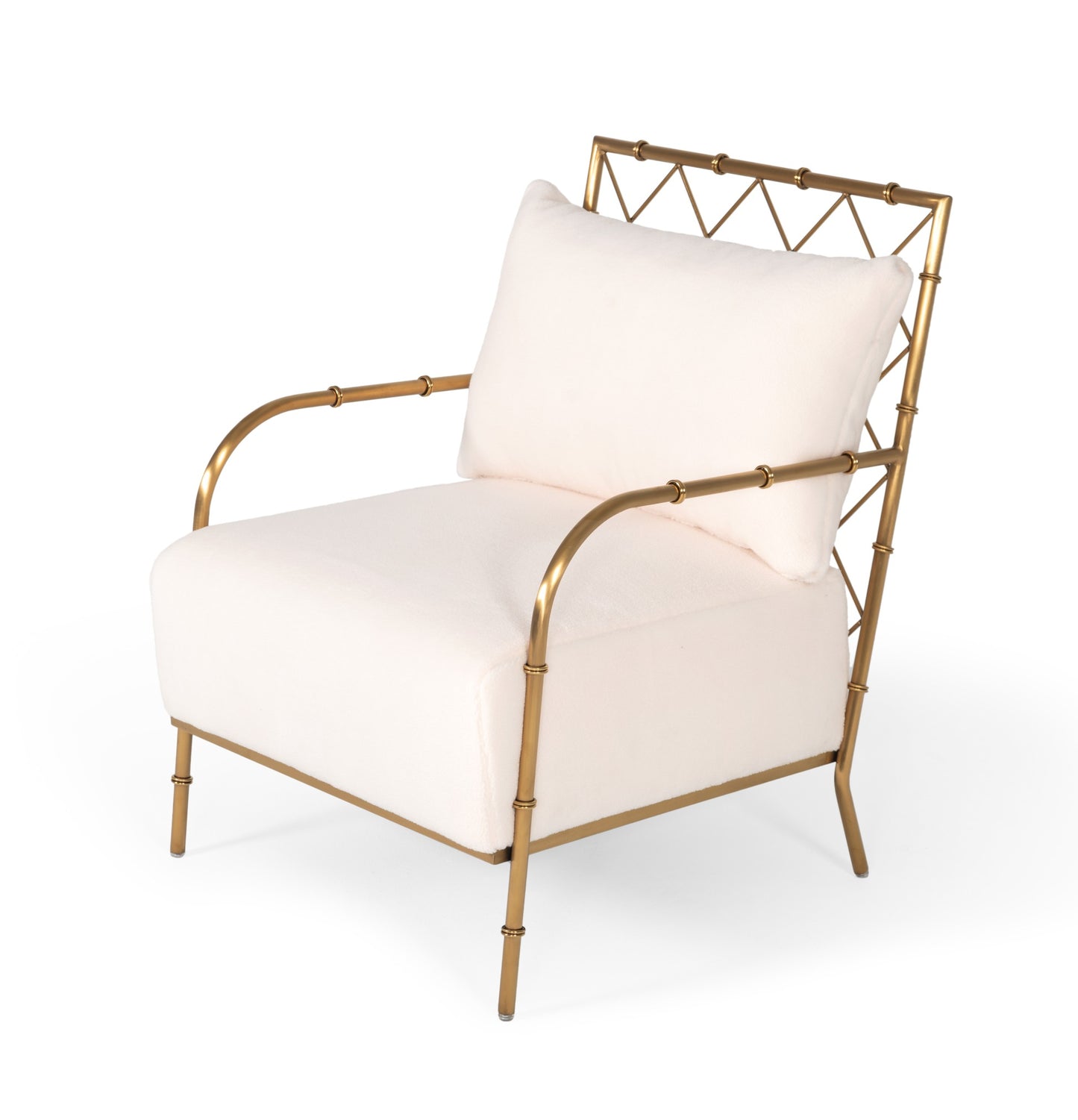 VIG Furniture Divani Casa Ignacio Glam White Velvet Gold Accent Chair