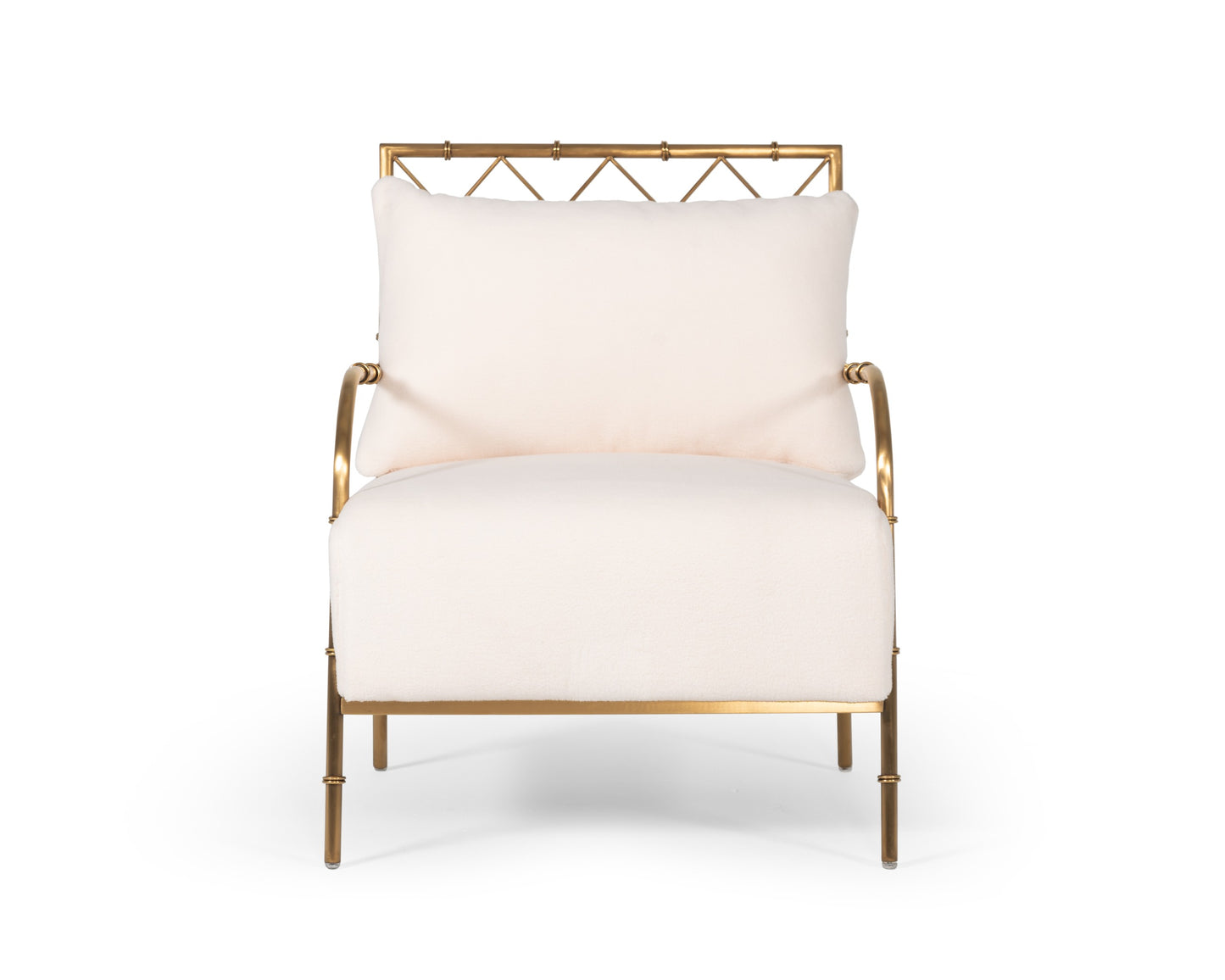 VIG Furniture Divani Casa Ignacio Glam White Velvet Gold Accent Chair