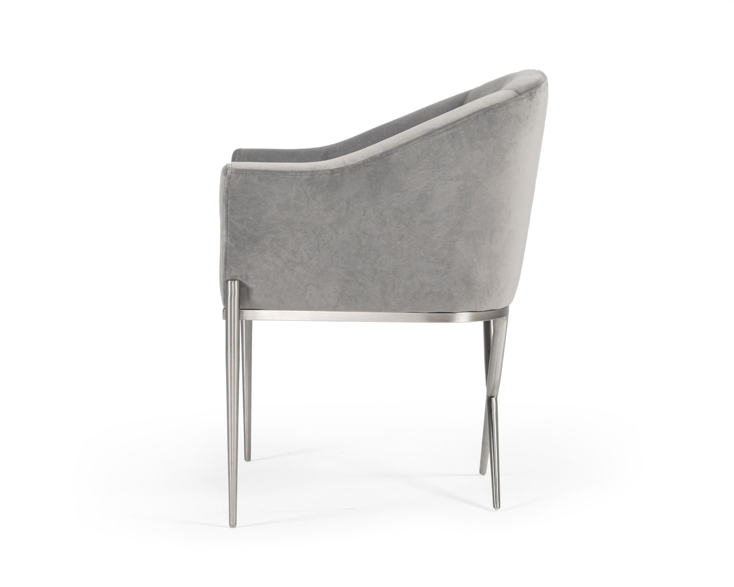VIG Furniture Modrest Mancos Grey Velvet Accent Chair