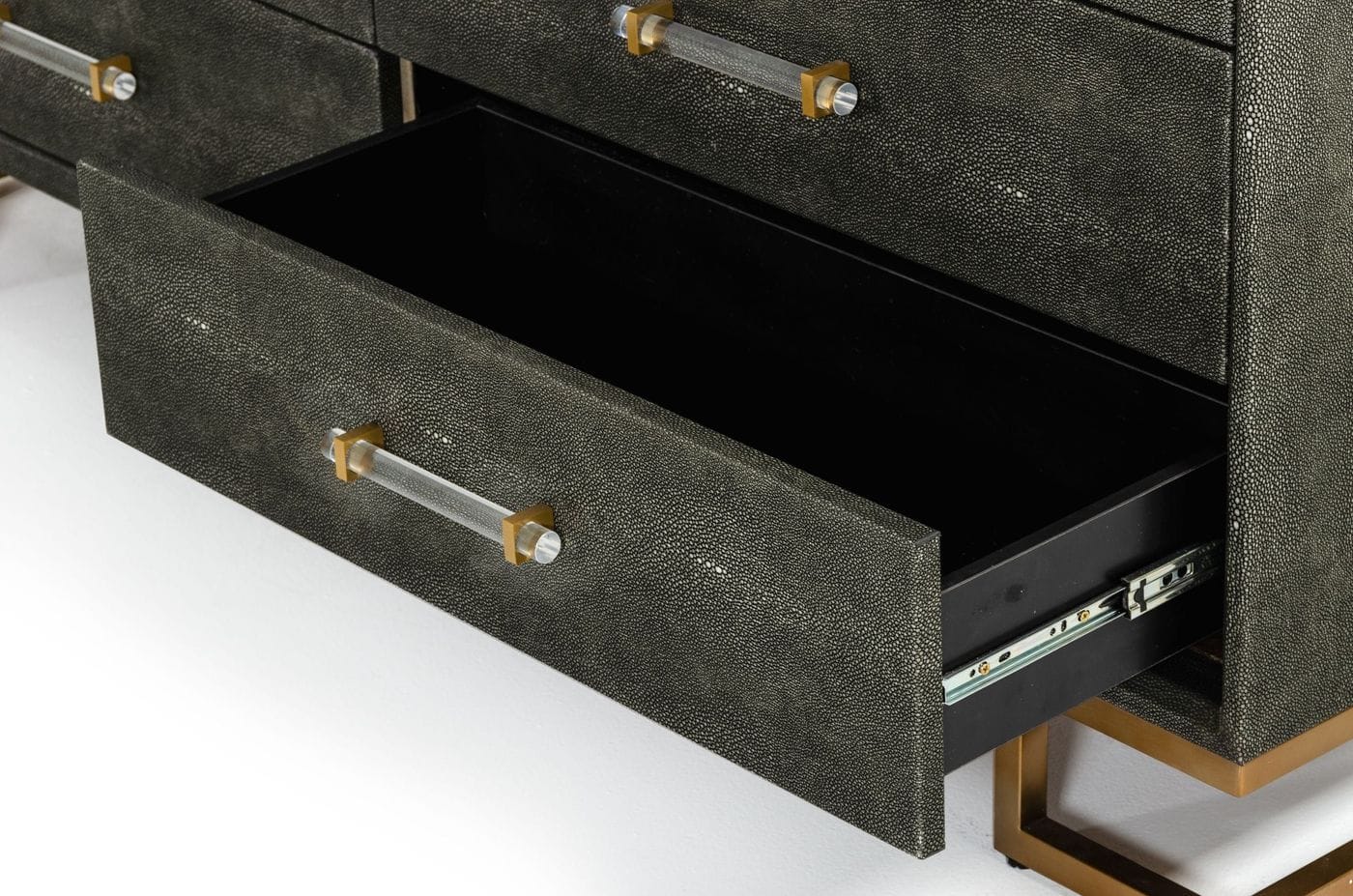 VIG Furniture Modrest Howard Shagreen Grey Leatherette Gold Dresser