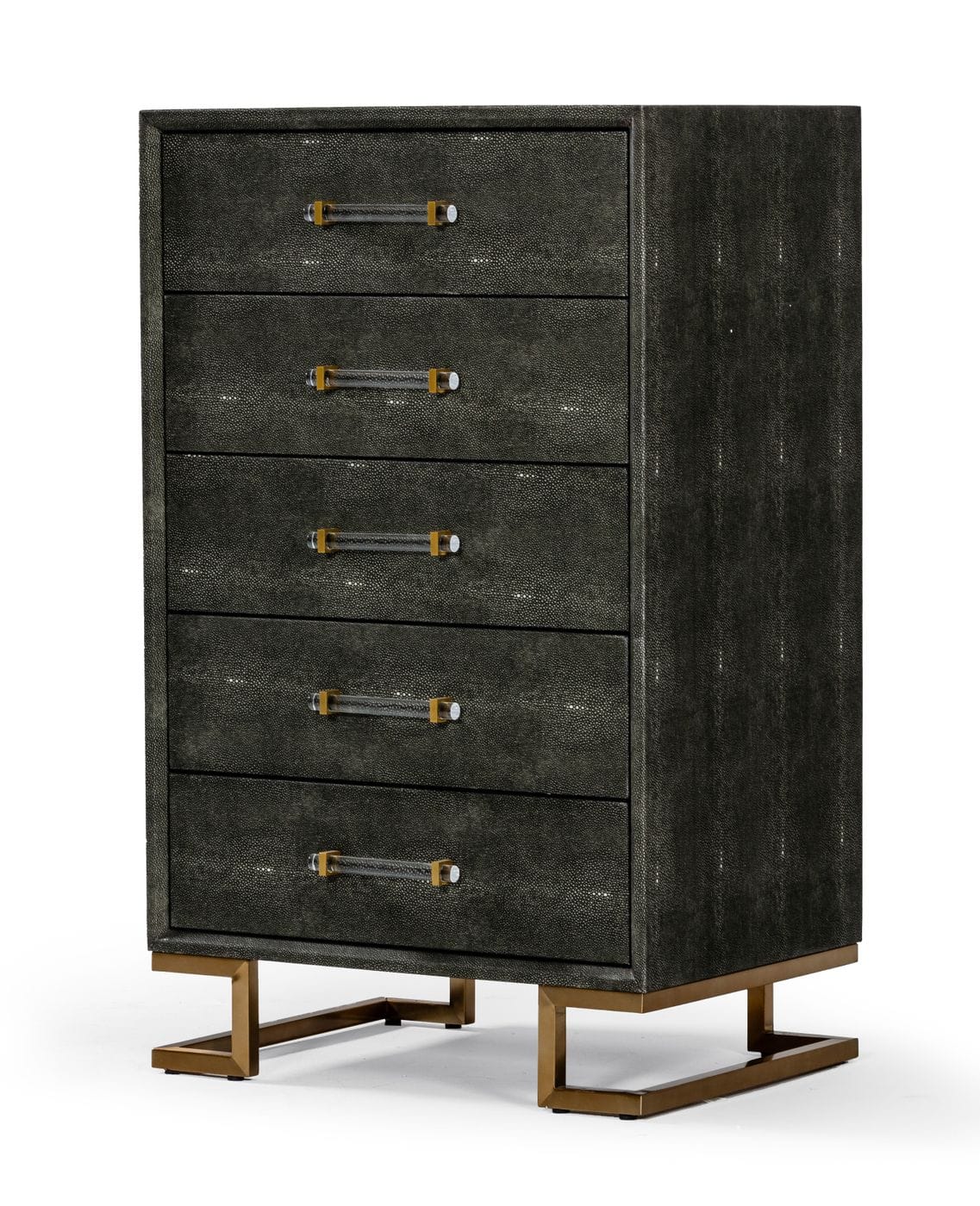 VIG Furniture Modrest Howard Shagreen Grey Leatherette Gold Chest