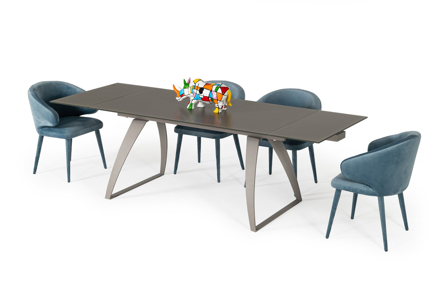 VIG Furniture Modrest Pittson Extendable Grey Glass Dining Table