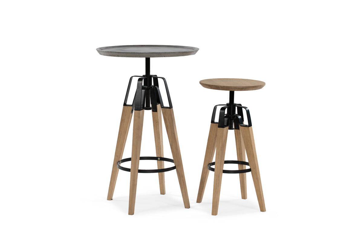 VIG Furniture Modrest Yates Concrete Oak Bar Table