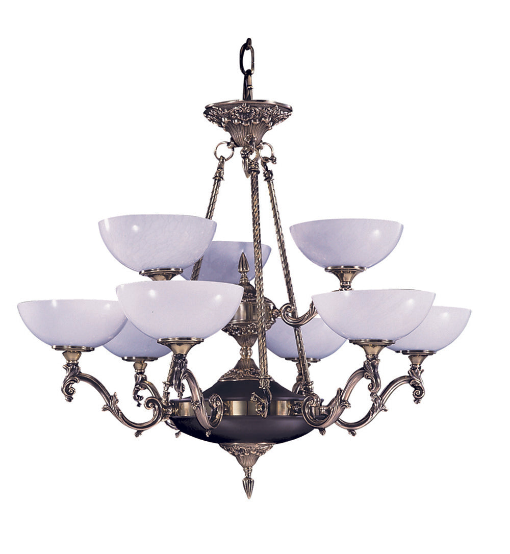 Framburg 9-Light French Brass Napoleonic Dining Chandelier