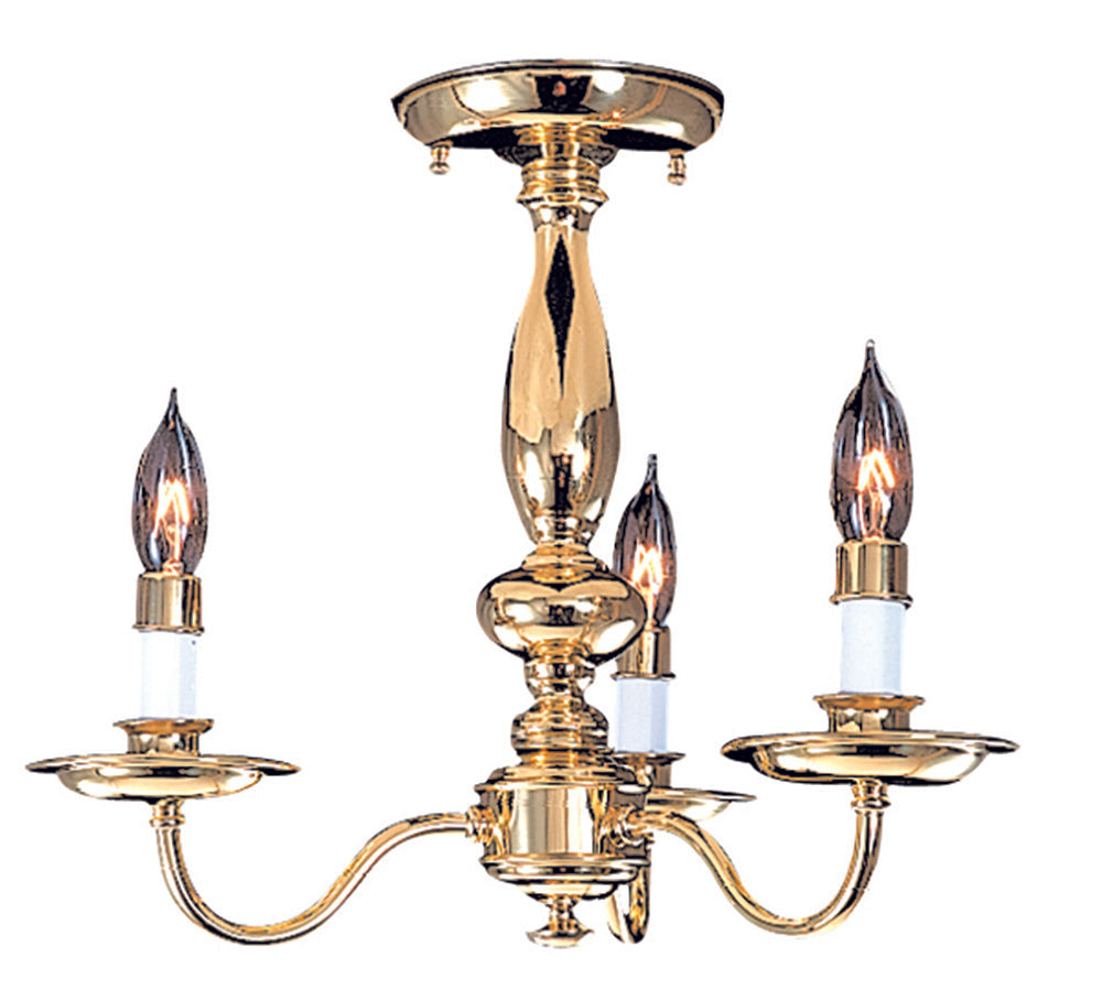 Framburg 3-Light Polished Brass Jamestown Flush Semi-Flush Mount