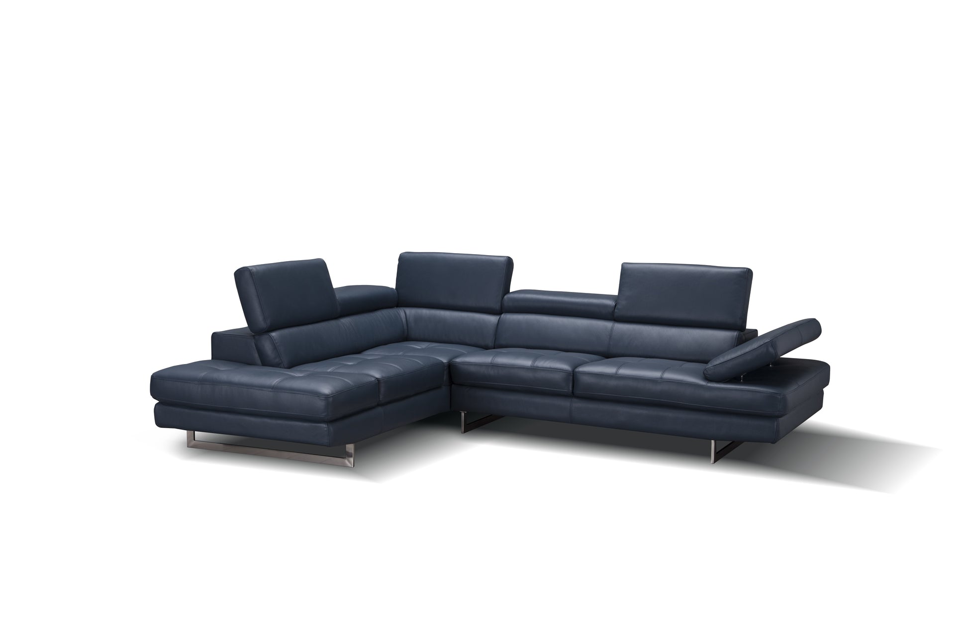 A761 Italian Leather Sectional Sofa Blue LHF by JM
