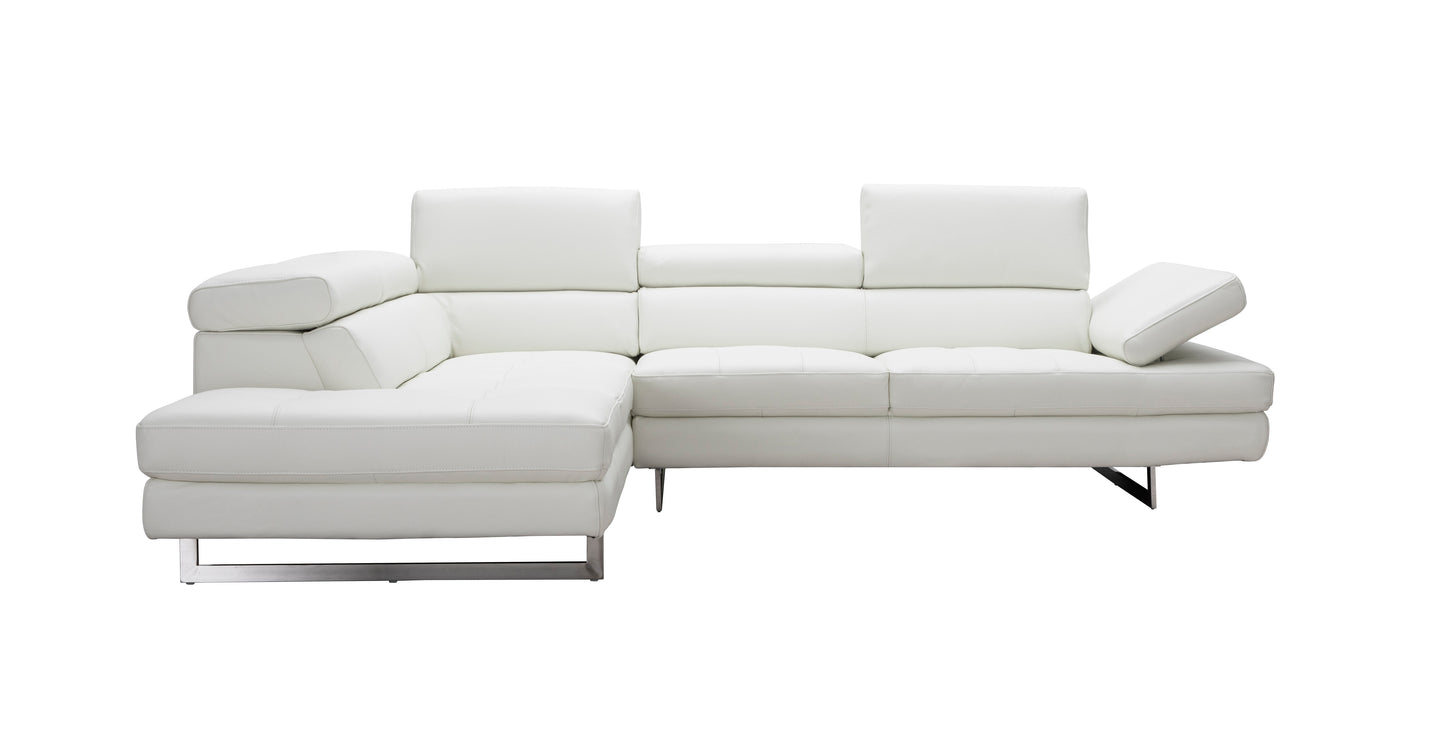 A761 Italian Leather Sectional Sofa White LHF by JM