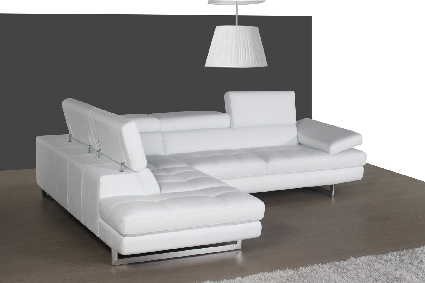 A761 Italian Leather Sectional Sofa Snow White LHF by JM