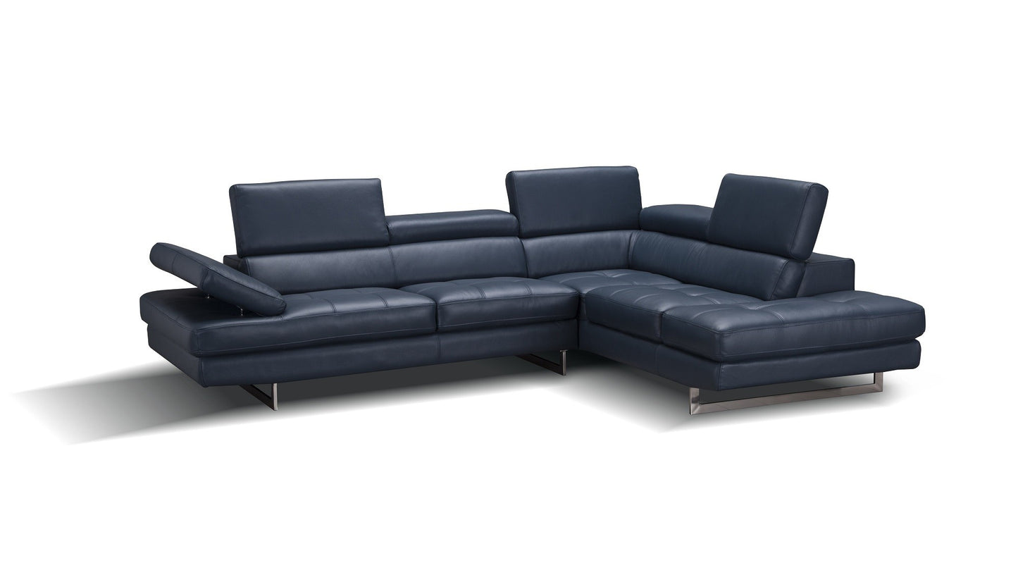 A761 Italian Leather Sectional Sofa Blue RHF by JM