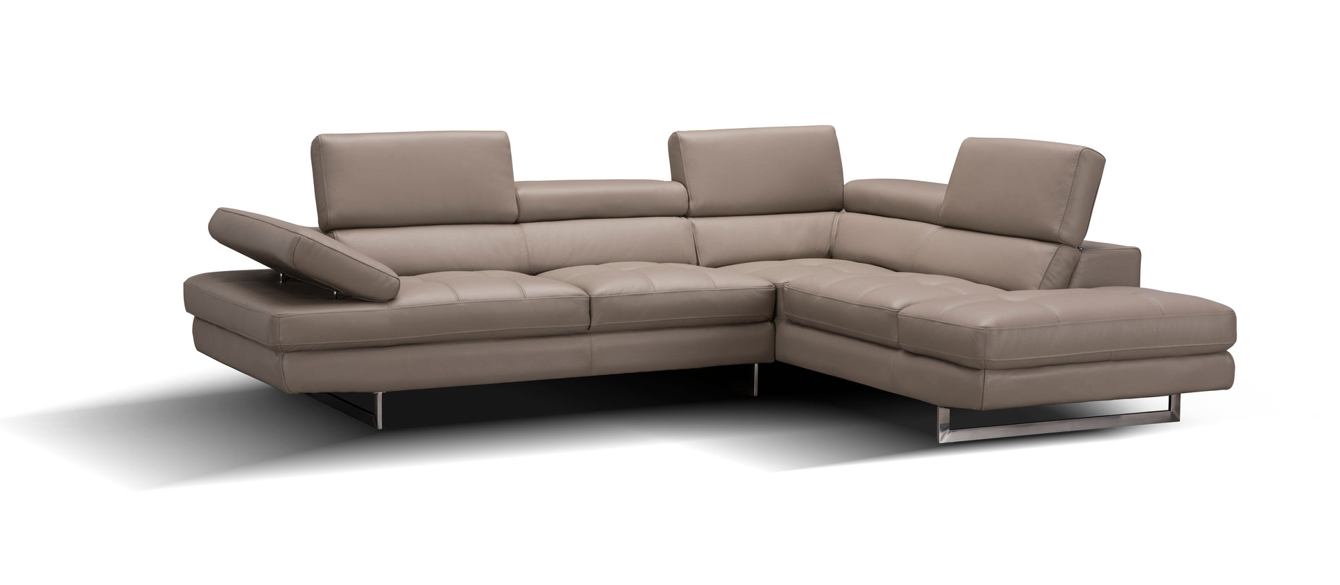 A761 Italian Leather Sectional Sofa Slate Peanut RHF by JM