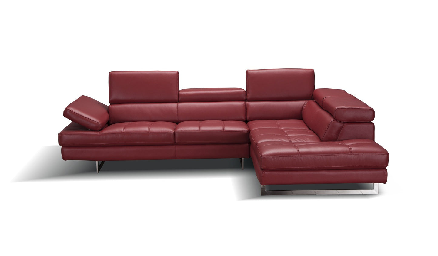 A761 Italian Leather Sectional Sofa Red RHF by JM