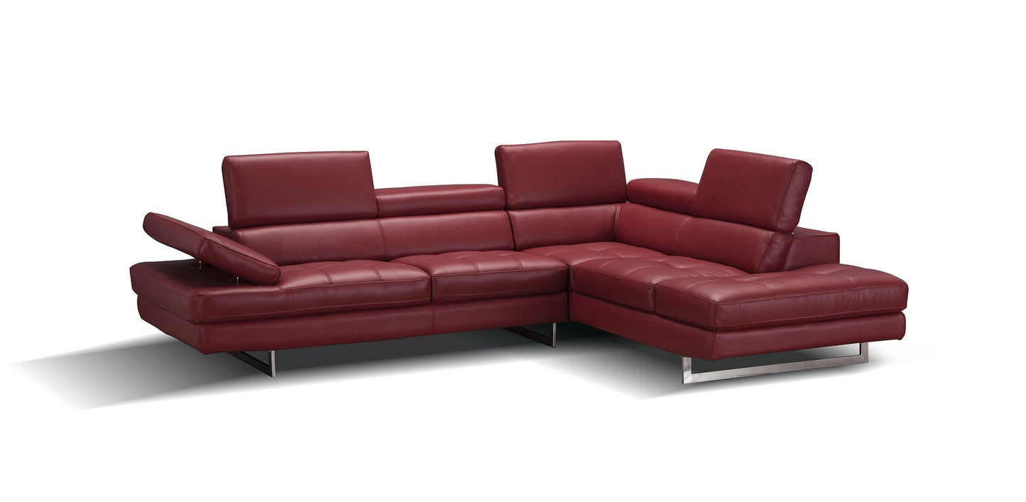 A761 Italian Leather Sectional Sofa Red RHF by JM