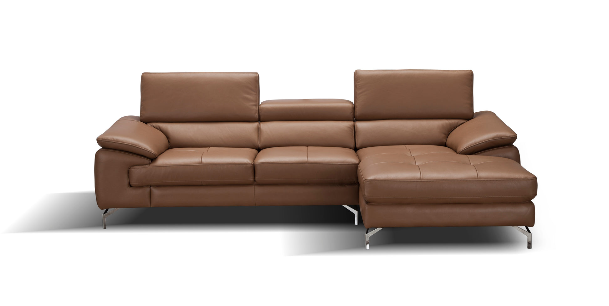 A973B Italian Leather Mini Sectional Sofa RHF Chaise Caramel by JM