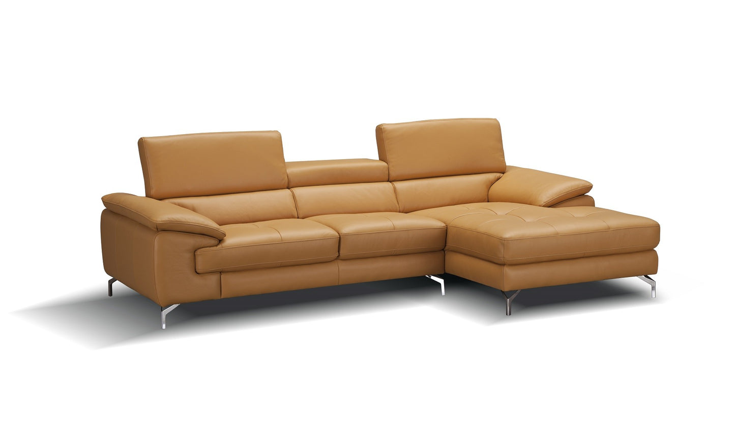A973B Italian Leather Mini Sectional Sofa RHF Chaise Freesia by JM