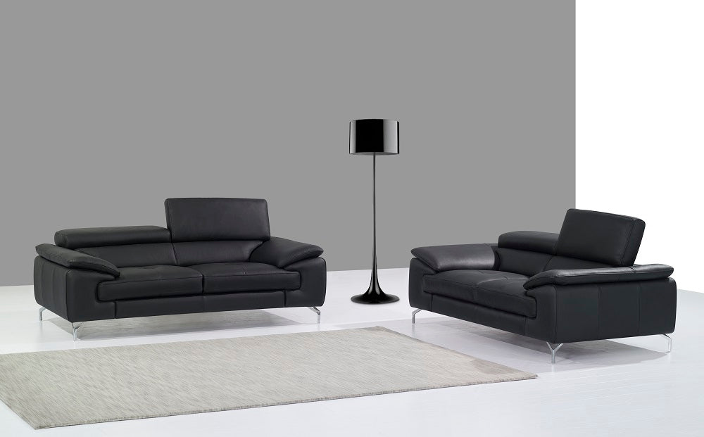 A973 Italian Leather Sofa Black by JM