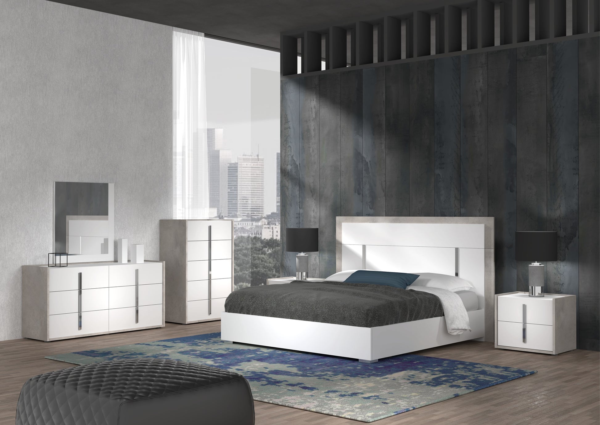 Ada King Bed Cemento Bianco Opac by JM
