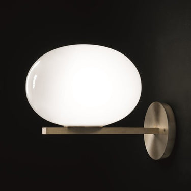 Satin brass Alba 176 designer wall lamp with diffused light for hallway or bedroom