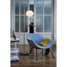 Alba 1-Light Floor Lamp by Oluce in polished opaline glass with satin brass frame for modern living room