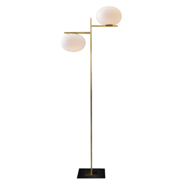 Modern dimmable floor lamp Alba 383 by Oluce in anodic bronze finish for ambient bedroom and lounge lighting