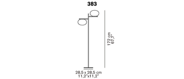 Polished opaline glass floor lamp Alba 383 with satin brass frame, perfect for office, hotel, or living room